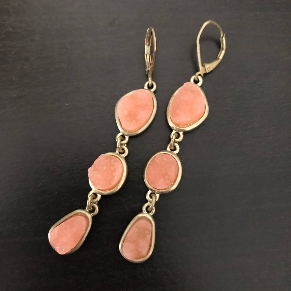 Pink & gold earrings with 2.5” drop